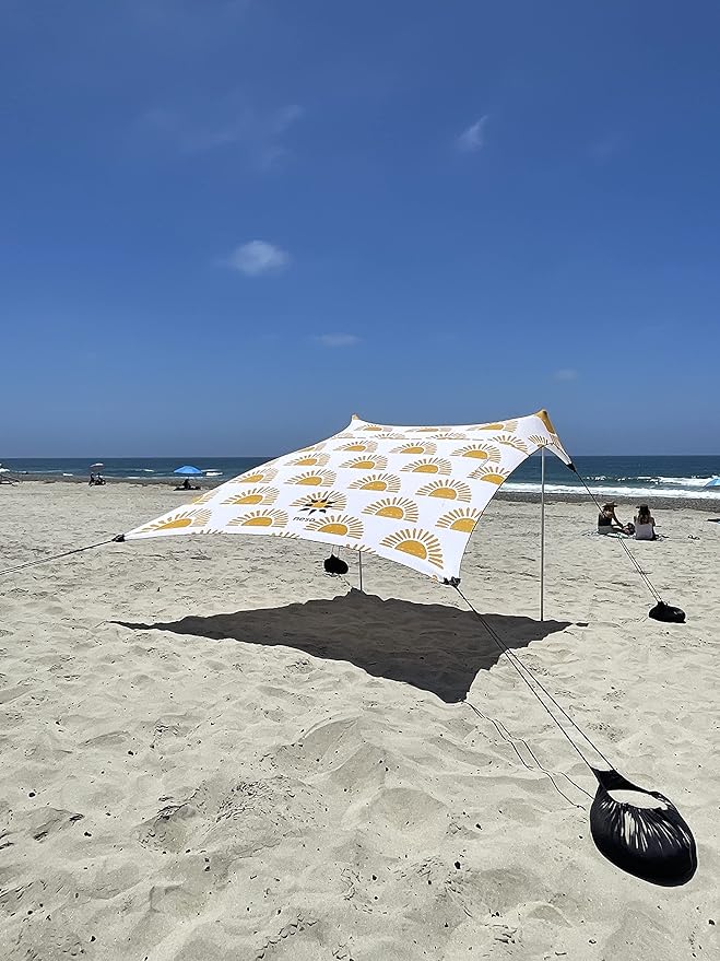 Neso Tents Beach Tent with Sand Anchor, Portable Canopy Sunshade - 7' x 7' - Patented Reinforced Corners (Sunshine)