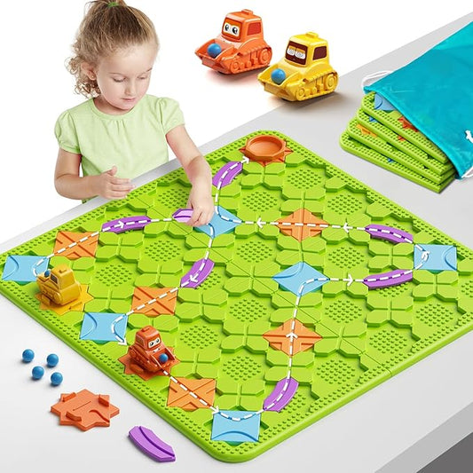 Brain Stem Activity Logic Kits, Board Teaser Games & Puzzles Toys with 200+ Challenges, 4 Difficulty Levels for Kids Ages 3-10, Educational Learning Maze Games for Toddlers