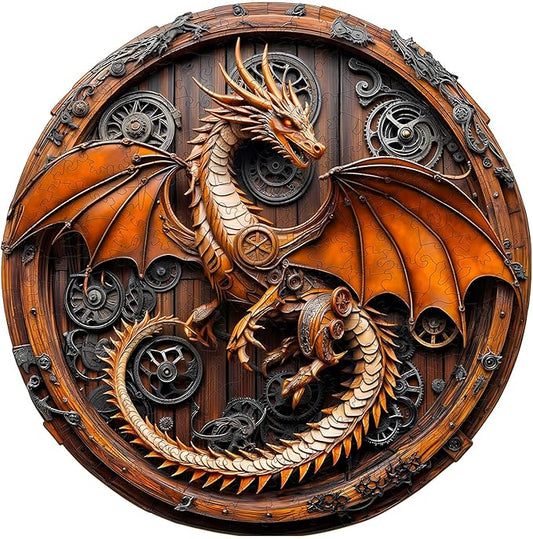 Wooden Puzzles for Adults, Mechanical Dragon Wooden Jigsaw Puzzles for Adults, Wood Puzzles Adult, Unique Animal Shape, Gifts for Friends and Family, Wall Art Canvas Puzzle (S -8.5 * 8.4in -100 pcs)