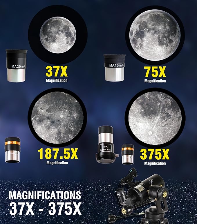 SpectrumOI TourStar Pro 70 AZ Maksutov Telescope for Adults High Powered, Premium Maksutov AZ 70mm Aperture 750mm Focal Length with Aspherical Eyepiece