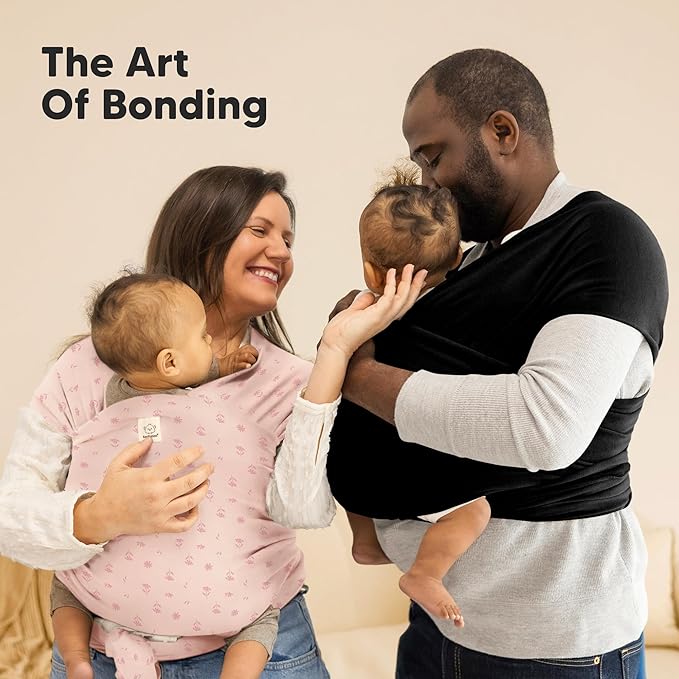 KeaBabies Baby Wrap Carrier - All in 1 Original Baby Carrier Newborn to Toddler Sling, Easy to Wear, Hands Free Bonding, Lightweight, Breathable Infant Wraps (Pink Daisies)