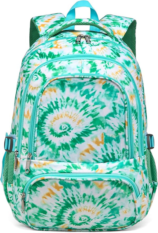 BLUEFAIRY Kids Backpack for Girls Elementary Primary Middle School Bags for Aged 8-10 for Teens Childs Bookbags Back to School Book Bags Gifts Mochilas para Niñas de 6 7 8 9 10 Años Tie-dye Green