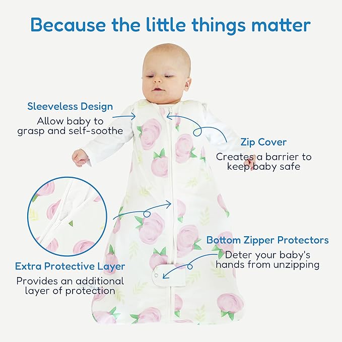 TotAha Sleep Sack 3-6 months 3 Pack, Buttery Soft Wearable Blanket Baby Sleeping Bag with 2-way Safe Zipper, 0.5 TOG, Baby Girl