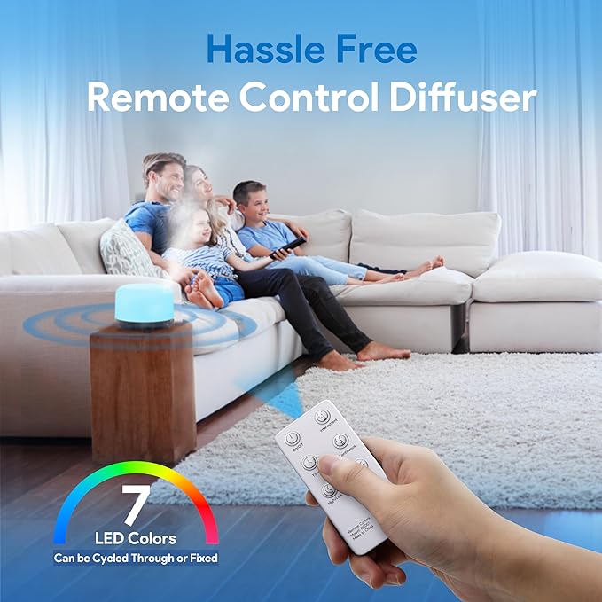 ASAKUKI 500ml Premium, Essential Oil Diffuser with Remote Control, 5 in 1 Ultrasonic Aromatherapy Fragrant Oil Humidifier Vaporizer, Timer and Auto-Off Switch Brown