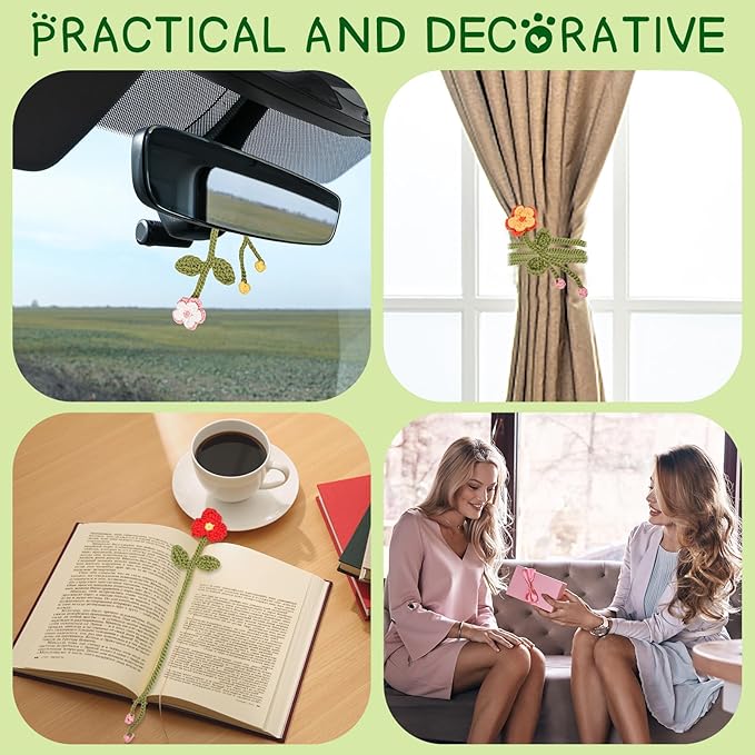 WaldyWop Crochet Kit for Beginners - 8 Flower Bookmarks Knitting Kit w/Step-by-Step Video Tutorials & Soft Yarn, Hook - Wobbles DIY Art Craft Kit for Adults Kids, Birthday Gifts for Women Girls Teen