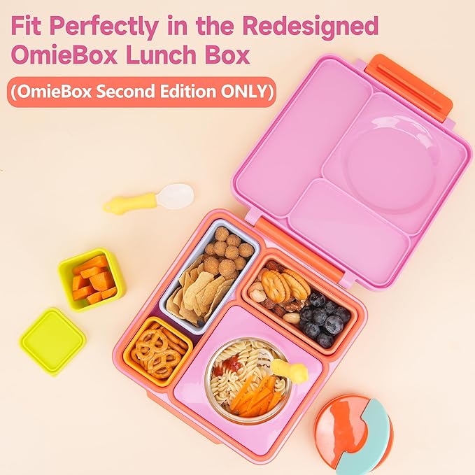 Silicone Dips Containers Compatible with OmieBox, 4 Pack Salad Dressing Container To Go for Most Bento Lunch Box, Small Snack Condiment Container with Lids for kids