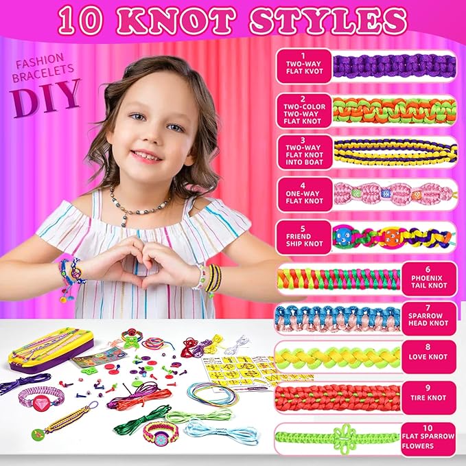 civan Friendship Bracelet Making Kit - Crafts for Kid Girls Toys Ages 8-13, String Bracelet Maker Tool with Beads - Kids Jewelry-Making Kit Christmas Birthday Gift for Girls 6 7 8 9 10 11 12 13