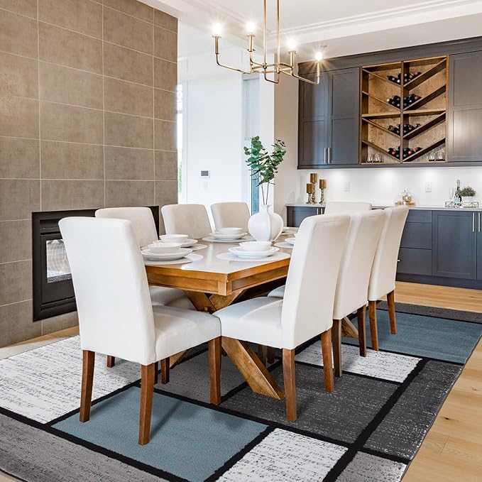 Rugshop Contemporary Modern Boxes for Home Office,Living Room,Bedroom,Kitchen Non Shedding Area Rug 12' x 15' Blue