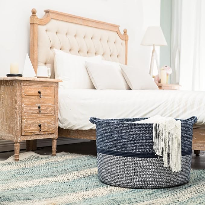 Extra Large Storage Basket - Soft Woven Organizer, 22" x 14"