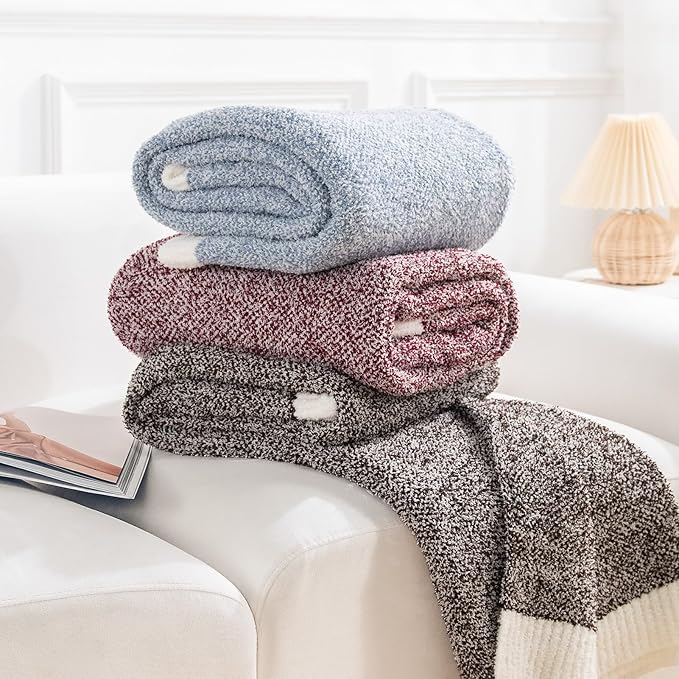 NEXHOME PRO Soft Throw Blankets for Couch, Reversible Warm Blankets Cozy Knit Blanket for Women, Fuzzy Plush Lightweight Throws for Sofa, Bed, Picnic, Wine 50 x 60 inches