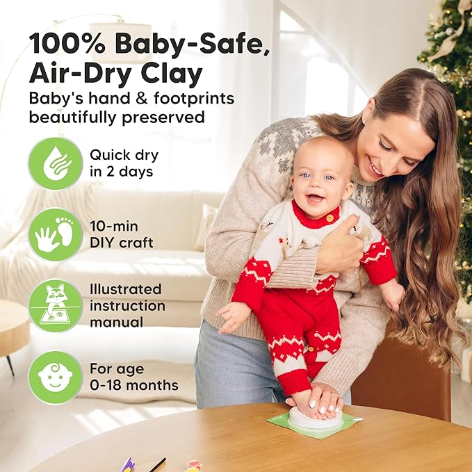 Baby Hand and Footprint Kit Girls, Boys - Personalized Baby Footprint Ornament Kit, Newborn Keepsake Gifts for New Mom, Easy to Use Handprint Makers,Cute Shower Gifts(Multi-Colored)