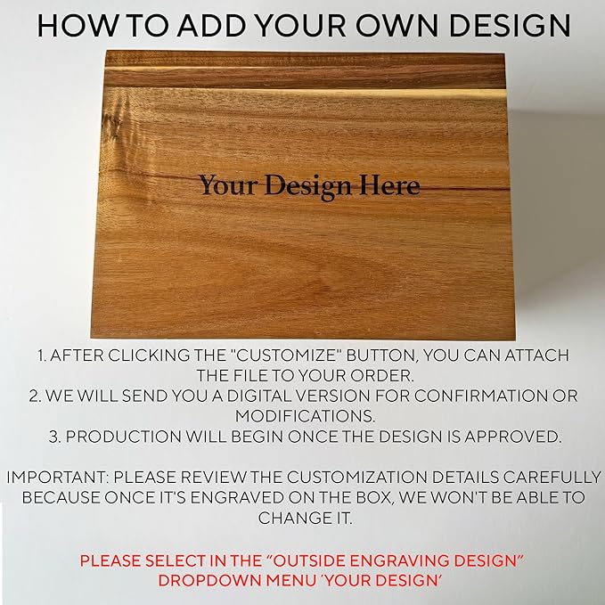 Personalized American Flag Gift Box - Engraved Memory Box, 5 Year Anniversary Wedding Gift for Men, Boyfriend, Acacia Wood Decorative Chest, Keepsake Boxes with Custom Hidden Message, 11x8x4.75 in