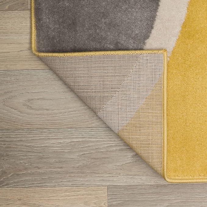 Rugshop Contemporary Abstract Circles Easy Maintenance for Home Office,Living Room,Bedroom,Kitchen Soft Round Rug 6' 6" (6' 6" Diameter) Yellow