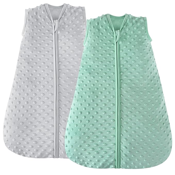 JELLYMONI Fleece Baby Sleep Sack 12-24 Months, 1.5 Tog Warm Winter Baby Wearable Blanket with Plush Dots and 2-Way Zipper, Cotton Toddler Sleep Sack