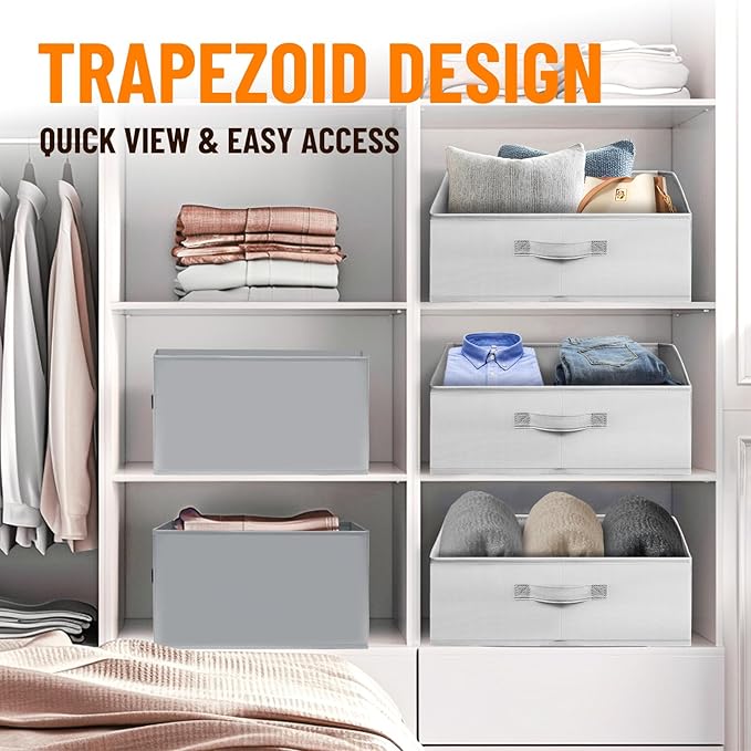 Extra Large Closet Organizers Bins 6 Pack - Blanket Basket for Organizing/Home Clothes Storage Bins for Jeans/Toy Organizers for Nursery/Wardrobe Shelf Closet Organization for Purse Hats Towel