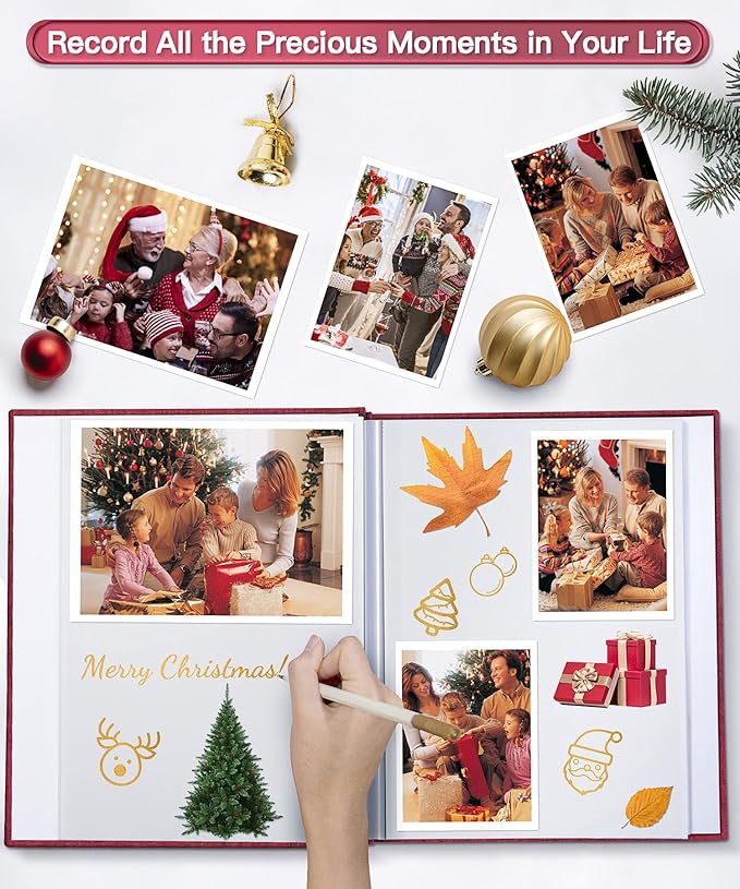 Popotop Photo Album Self Adhesive Scrapbook Album for 4x6 5x7 8x10 Pictures DIY Photo Book as Scrapbooking Supplies Kits, Birthday Gifts for Women Mom Wedding Baby Family Travel