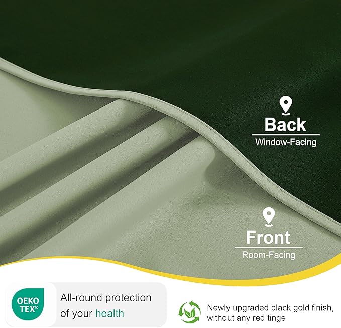 NICETOWN 100% Blackout Curtains for Bedroom Thermal Insulated Blackout 84 inch Length Heat and Full Light Blocking Curtains for Living Room, 2 Panels Set, Olive Green, 52 x 84 inch