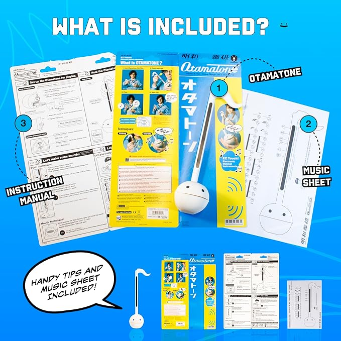 Otamatone Japanese Electronic Musical Instrument Portable Music Synthesizer from Japan by Maywa Denki Studio Award Winning, Educational Fun Gift for Children, Teens & Adults - White