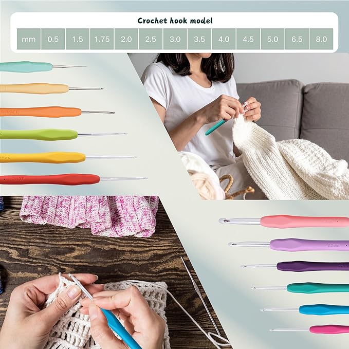 Yarniss Crochet Kits with Yarn,1120 Yards Soft Crochet Skeins, 10 Size Ergonomic Crochet Hooks with Portable Crochet Bag