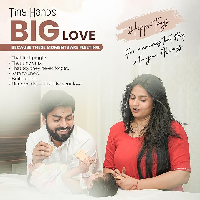 Wooden Teething Toys for Baby 0-6 Months – Organic Natural Non-Toxic Handmade Teether with Beads & Rattle for Soothing Relief – Montessori Sensory Toy for Babies, Infant Boy & Girl