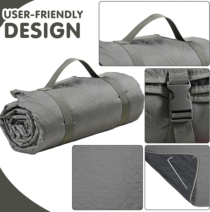 Waterproof Picnic Blanket 80 * 60 in Portable with Carry Strap for Beach Mat or Family Outdoor Camping Party, Park Blanket for Grass Park, Hiking, Travel