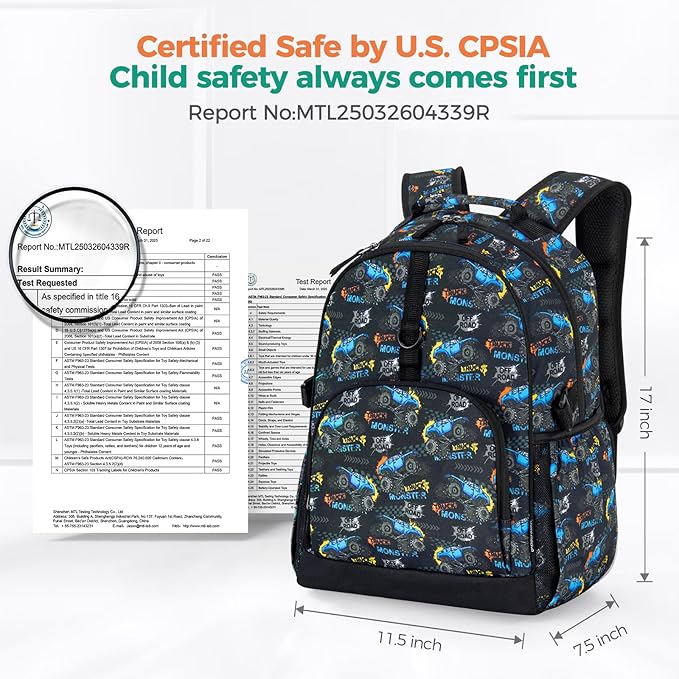 Choco Mocha Balls Backpack for Boys, Elementary School Backpack for Boys Ages 6-8 Kids Kindergarten Backpack Bookbag 17 Inch with Chest Strap, Blue