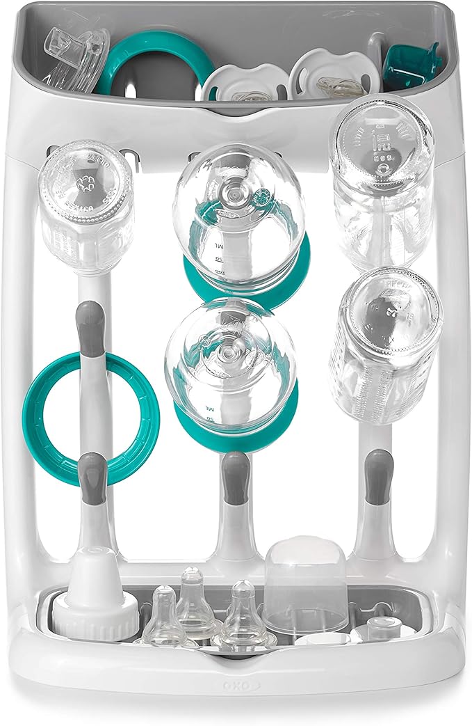 OXO Tot Space-Saving Bottle Drying Rack, Baby Bottle Organizer for Countertop