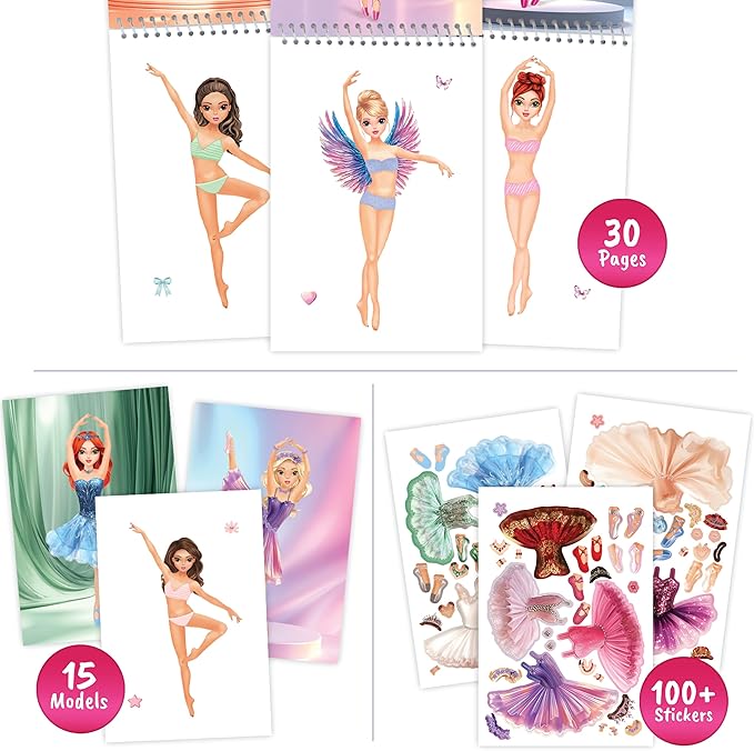 Sticker Dress Up Ballet - Sticker Activity Book for Kids. Learn Girls Fashion Design for Ballet with Stickers and Guides for Kids 5 and up. with 100+ Removable Stickers