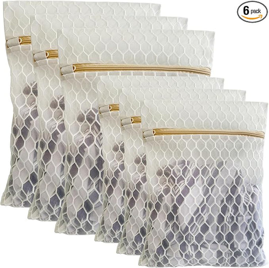 6 Pack Laundry Bag, Durable Big Honeycomb Mesh Laundry Bags Suitable for Delicate Clothes Washing (3 Large, 3 Medium)