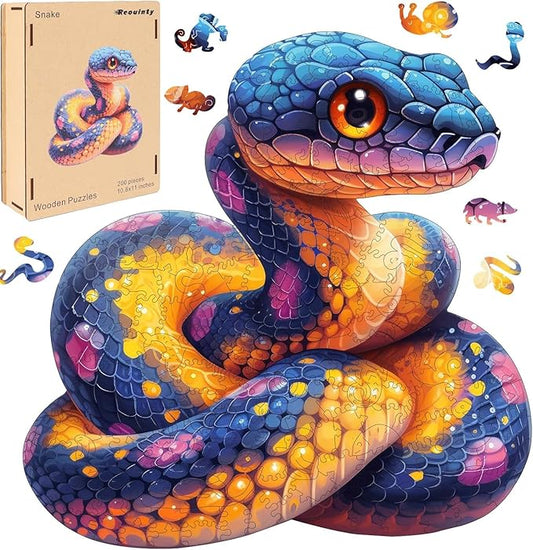 Wooden Puzzle for Adults, Snake Wooden Jigsaw Puzzles(10.8 * 11in-200pcs),Unique Shape Adult Puzzles,Irregular Wood Puzzles Creative Gift for Adults and Kids Family Game