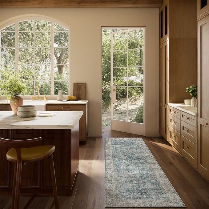 Washable Kitchen Rug Runners for Hallways: 2'x6' Bedroom Rug with Non Slip Backing Low-Pile Soft Indoor Floor Carpet Runner for Indoor Entryway Hallways Kitchen Laundry Room Farmhouse