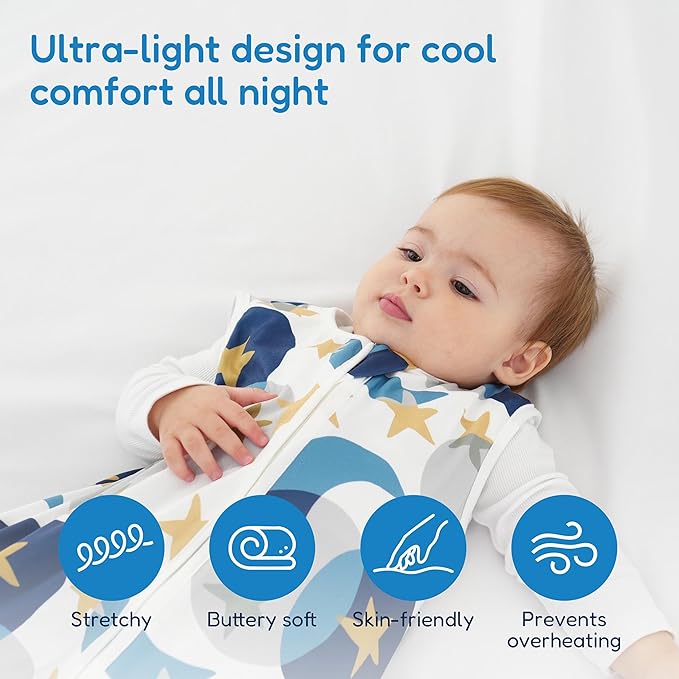 TotAha Sleep Sack 0-6 Months 3-Pack,Stretchy,Buttery Soft Swaddle Transition Sleeping Bag,Light Baby Wearable Blanket with 2-Way Safe Zippers for Boys Girls, 0.5 TOG