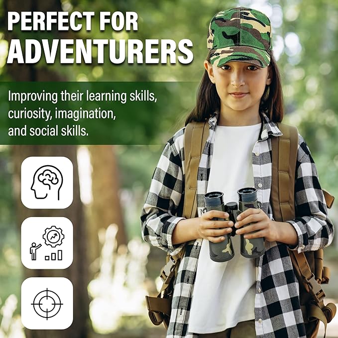 Outdoor Adventure Kit for Kids – Premium Camouflage Camping Gear with Walkie-Talkies – Military Style Toys – 10 in 1 Bundle – Ideal for All Ages and Genders (Junior Ranger)