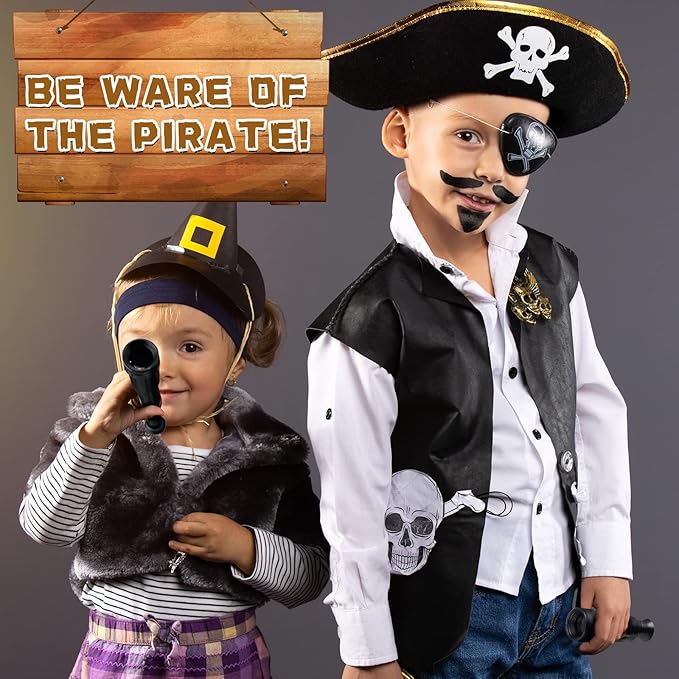 50 Pcs Halloween Pirate Telescope Bulk Pirate Party Favors Mini Plastic Monocular Telescope Toddler Spyglass Toy for Treasure Pretend Cosplay Birthday Party Black 2.6" to 5.5"