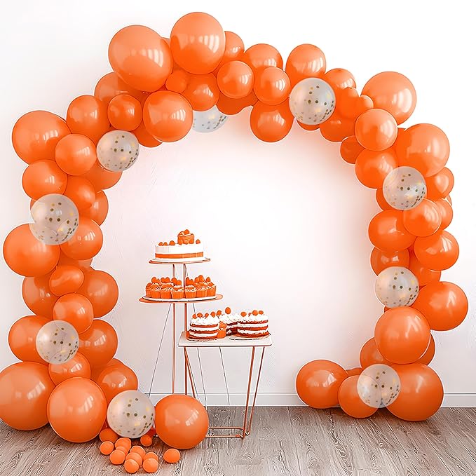 JOYIN 150 Pcs Orange Balloons, Different Sizes 18 12 10 5 Inch Orange Latex Balloon Arch Kit with Instruction for Birthday Party Graduation Wedding Holiday Decoration