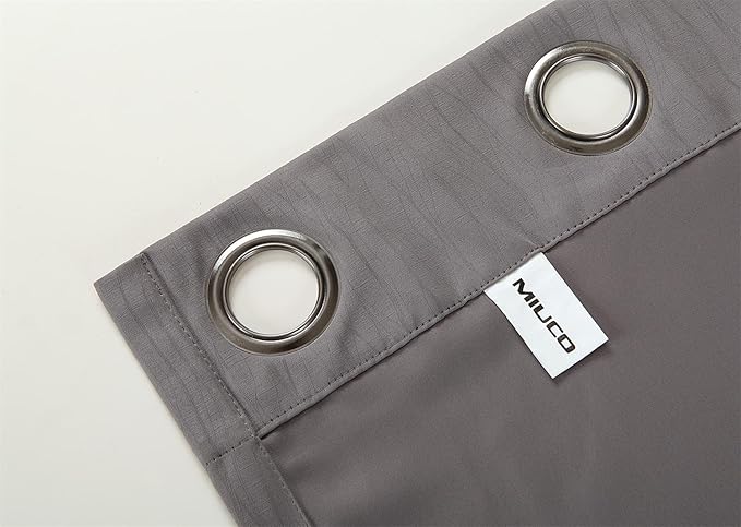 MIUCO Blackout Curtains Room Darkening Textured Grommet Window Curtains 2 Panels for Bedroom 52 x 95 Inch Long Grey