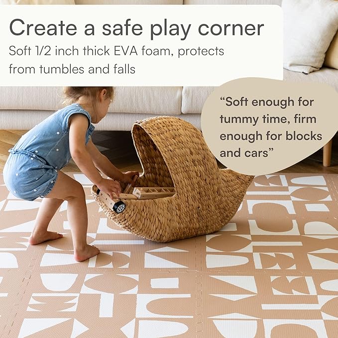Lillefolk Baby Play Mat for Floor – 6x6ft Terracotta | Soft Non Toxic Premium EVA Foam Tiles for Tummy Time, Crawling & Playroom – Waterproof Interlocking Floor Mat for Babies & Toddlers (9 Tiles)