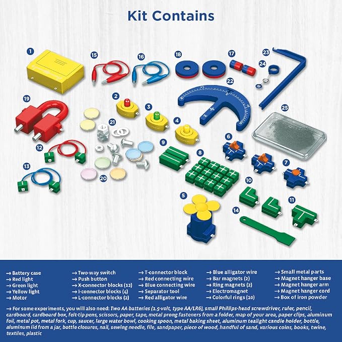 Thames & Kosmos Electricity & Magnetism Science Kit | 62 Safe Experiments Investigating Magnetic Fields & Forces for Ages 8+ | Assemble Electric Circuits with Easy Snap-Together Blocks