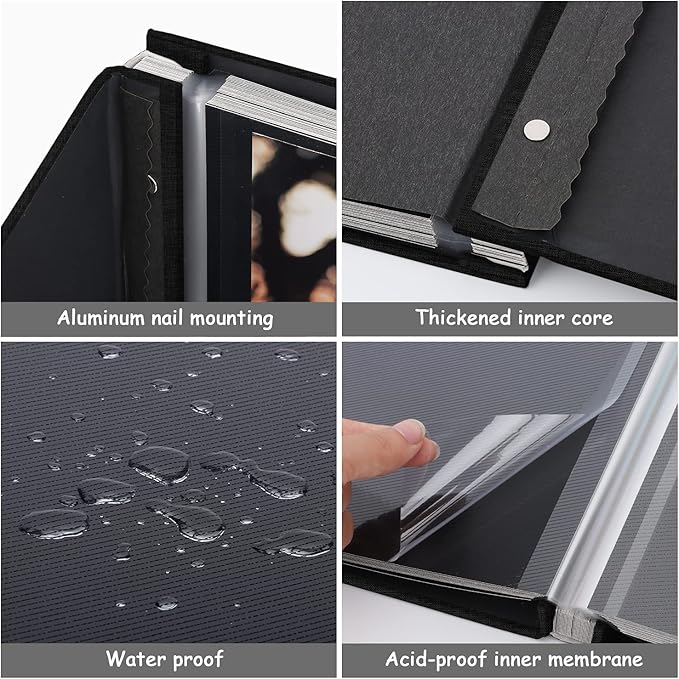 Zesthouse Photo Album Self Adhesive Pages, 60 Pages Magnetic Scrapbook Albums with Sticky Page,Photos Album Holds 8x10 & 5X7 & 4x6 & 6x8 & 3x5, Large Picture Book Ideal for Family,Wedding,Baby