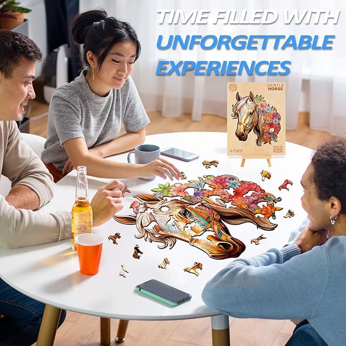 Wooden Puzzles for Adults, Wooden Horse Puzzles, 270 Pieces Puzzles for Adults, Birthday Gifts for Puzzle Lover, Family Puzzle Game (L-13.4 * 13in)