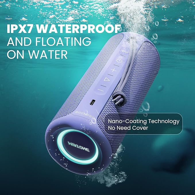 MIATONE Portable Bluetooth Speaker 36W Stereo Sound Bass Boost, 24H Playtime, Bluetooth 5.3 TWS Pairing Girl Friend Gifts for Woman(Purple)