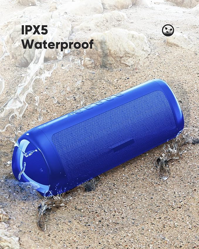 Bluetooth Speaker with HD Sound, Portable Wireless, IPX5 Waterproof, Up to 20H Playtime, TWS Pairing, BT5.3, for Home/Party/Outdoor/Beach, Stocking Stuffers, White Elephant Gifts for Adults (Blue)