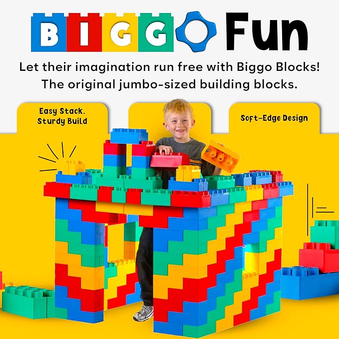 Big Blocks for Kids Ages 4-8, Indoor & Outdoor Blocks for Kids Jumbo Games, Large Building Blocks (96 PC) Standard Set
