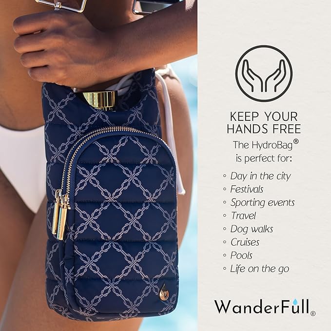WanderFull® Original HydroBag® Collection, Water Bottle Holder w/Strap & Phone Pocket, Hands-Free Crossbody Water Bottle Bag