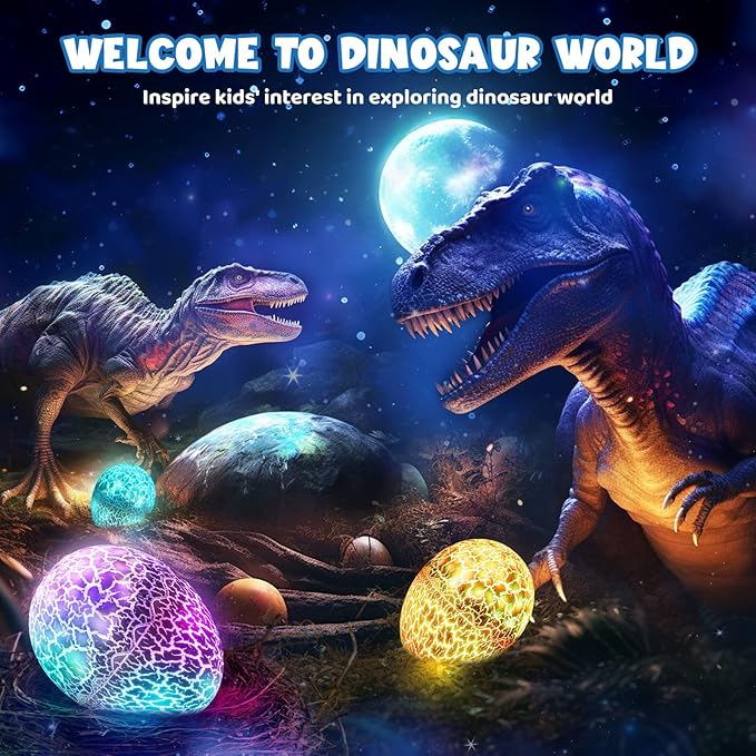 Dinosaur Toys for Kids Age 3-12: Wired Dinosaurs Egg Night Light Gifts for Boys 4 5 6 7 8 9 Year Old 2-in-1 Dino & Star Projector with 360° Rotation Timer for Boy Ages 3-5 Birthday Easter Gifts Decor