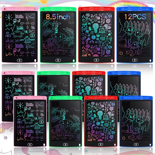 Tinlade 12 Pack LCD Writing Drawing Tablets 8.5 Inch Bulk Colorful Doodle Board Erasable Electronic Painting Drawing Pads Learning Toy Gifts for Kids Boys Girls(Pink, Green, Red, Blue)
