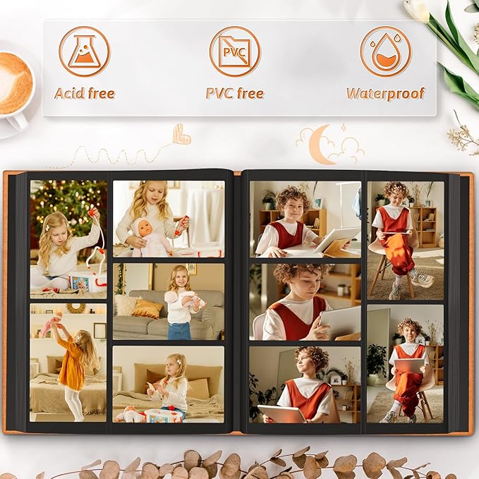 Popotop Photo Album 4x6 600 Pockets for Wedding Gifts,Linen Hardcover Picture Albums for Family Anniversary Baby Vacation Pictures