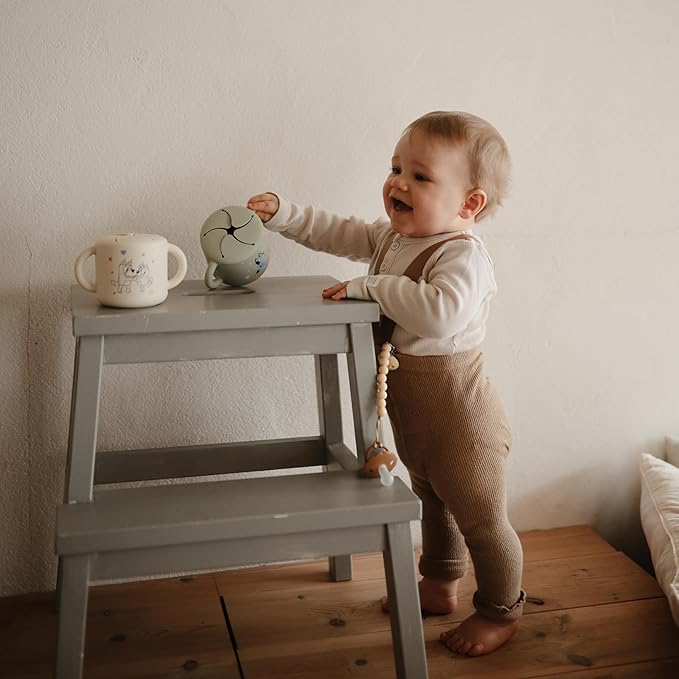 mushie x Bluey Silicone Snack Cup | Spill Proof Food Container for Toddler and Baby (Bluey Ivory)