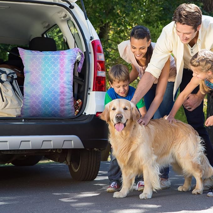 Shappy 2 Pcs Large Travel Laundry Bag Washable Waterproof Wet Dry Large Dirty Clothes Bag Bathing Workout(Mermaid Style)