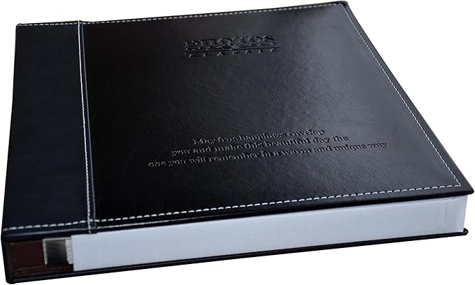 Magnetic Self-Stick Page Photo Album, Family Album, Leather Cover, Hand Made DIY Albums Holds 3x5, 4x6, 5x7, 6x8,8x10 Photos (Black, Large)